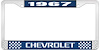 1967 Chevrolet Blue And Chrome License Plate Frame With White Lettering - image 1
