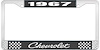 1967 Chevrolet Black And Chrome License Plate Frame With White Lettering - image 1