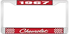 1967 Chevrolet Red And Chrome License Plate Frame With White Lettering - image 1