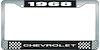 1968 Chevrolet Black And Chrome License Plate Frame With White Lettering - image 1