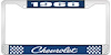 1968 Chevrolet Blue And Chrome License Plate Frame With White Lettering - image 1