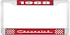 1968 Chevrolet Red And Chrome License Plate Frame With White Lettering - image 1