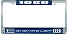 1969 Chevrolet Blue And Chrome License Plate Frame With White Lettering - image 1