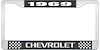 1969 Chevrolet Black And Chrome License Plate Frame With White Lettering - image 1
