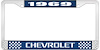 1969 Chevrolet Blue And Chrome License Plate Frame With White Lettering - image 1