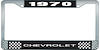 1970 Chevrolet Black And Chrome License Plate Frame With White Lettering - image 1