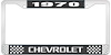 1970 Chevrolet Black And Chrome License Plate Frame With White Lettering - image 1