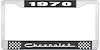1970 Chevrolet Black And Chrome License Plate Frame With White Lettering - image 1