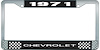 1971 Chevrolet Black And Chrome License Plate Frame With White Lettering - image 1
