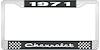 1971 Chevrolet Black And Chrome License Plate Frame With White Lettering - image 1