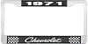 1971 Chevrolet Black And Chrome License Plate Frame With White Lettering - image 1