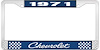 1971 Chevrolet Blue And Chrome License Plate Frame With White Lettering - image 1