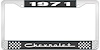 1971 Chevrolet Black And Chrome License Plate Frame With White Lettering - image 1