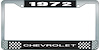 1972 Chevrolet Black And Chrome License Plate Frame With White Lettering - image 1
