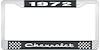 1972 Chevrolet Black And Chrome License Plate Frame With White Lettering - image 1