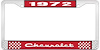 1972 Chevrolet Red And Chrome License Plate Frame With White Lettering - image 1