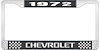 1972 Chevrolet Black And Chrome License Plate Frame With White Lettering - image 1