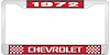 License Plate Frame 1972 Chevrolet Red And Chrome With White Lettering - image 1