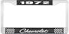 1972 Chevrolet Black And Chrome License Plate Frame With White Lettering - image 1