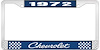 1972 Chevrolet Blue And Chrome License Plate Frame With White Lettering - image 1