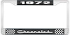 1972 Chevrolet Black And Chrome License Plate Frame With White Lettering - image 1