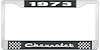 1973 Chevrolet Black And Chrome License Plate Frame With White Lettering - image 1