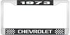 1973 Chevrolet Black And Chrome License Plate Frame With White Lettering - image 1
