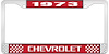1973 Chevrolet Red And Chrome License Plate Frame With White Lettering - image 1