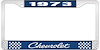1973 Chevrolet Blue And Chrome License Plate Frame With White Lettering - image 1