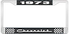 1973 Chevrolet Black And Chrome License Plate Frame With White Lettering - image 1