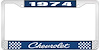 1974 Chevrolet Blue And Chrome License Plate Frame With White Lettering - image 1