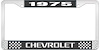 1975 Chevrolet Black And Chrome License Plate Frame With White Lettering - image 1
