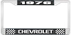 1976 Chevrolet Black And Chrome License Plate Frame With White Lettering - image 1