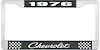 1976 Chevrolet Black And Chrome License Plate Frame With White Lettering - image 1