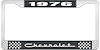 1976 Chevrolet Black And Chrome License Plate Frame With White Lettering - image 1