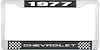 1977 Chevrolet Black And Chrome License Plate Frame With White Lettering - image 1