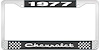1977 Chevrolet Black And Chrome License Plate Frame With White Lettering - image 1