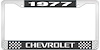 1977 Chevrolet Black And Chrome License Plate Frame With White Lettering - image 1