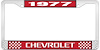 1977 Chevrolet Red And Chrome License Plate Frame With White Lettering - image 1