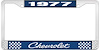 1977 Chevrolet Blue And Chrome License Plate Frame With White Lettering - image 1