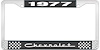 1977 Chevrolet Black And Chrome License Plate Frame With White Lettering - image 1