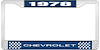 1978 Chevrolet Blue And Chrome License Plate Frame With White Lettering - image 1