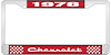 1978 Chevrolet Red And Chrome License Plate Frame With White Lettering - image 1