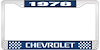 1978 Chevrolet Blue And Chrome License Plate Frame With White Lettering - image 1
