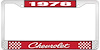 1978 Chevrolet Red And Chrome License Plate Frame With White Lettering - image 1
