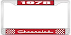 1978 Chevrolet Red And Chrome License Plate Frame With White Lettering - image 1