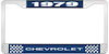 1979 Chevrolet Blue And Chrome License Plate Frame With White Lettering - image 1