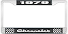 1979 Chevrolet Black And Chrome License Plate Frame With White Lettering - image 1