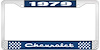 1979 Chevrolet Blue And Chrome License Plate Frame With White Lettering - image 1