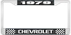 1979 Chevrolet Black And Chrome License Plate Frame With White Lettering - image 1